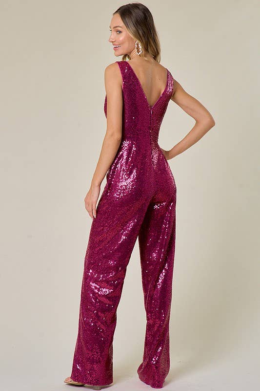 Sequin Jumpsuit Magenta