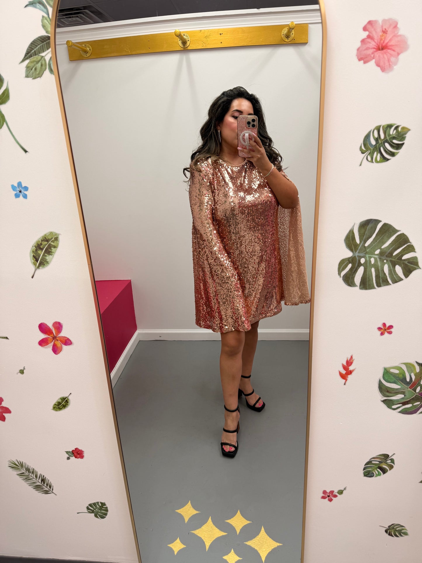 Sequin Cape Mini Dress