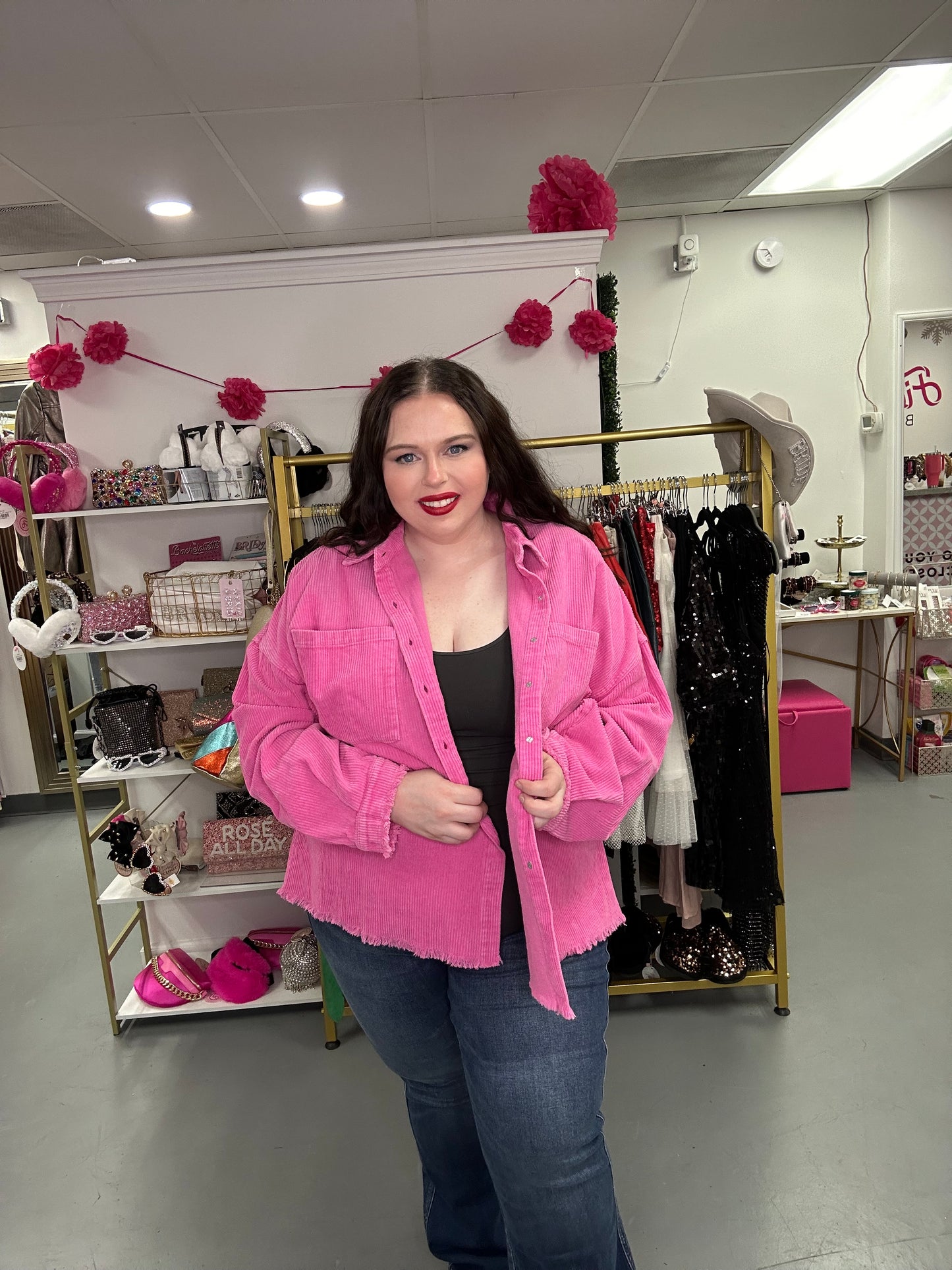 Curvy Corduroy Jacket Pink