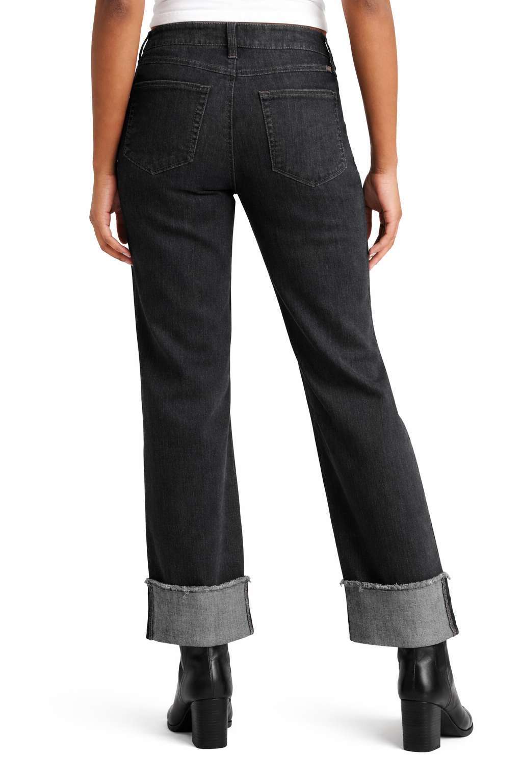 30"-34.5" Mid-Rise Straight Leg Cuffed Jeans