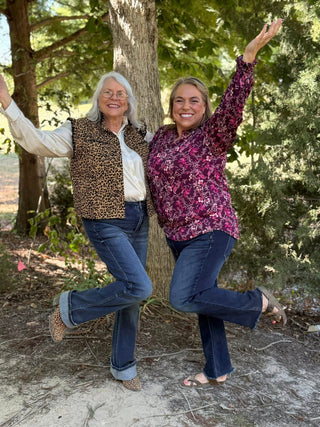 Long Sleeve Floral Tunic Wine