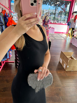 Dripping Sparkle Clutch Silver