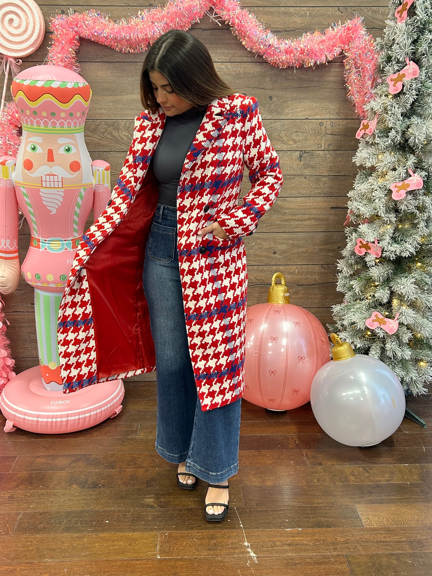 Red Houndstooth Coat