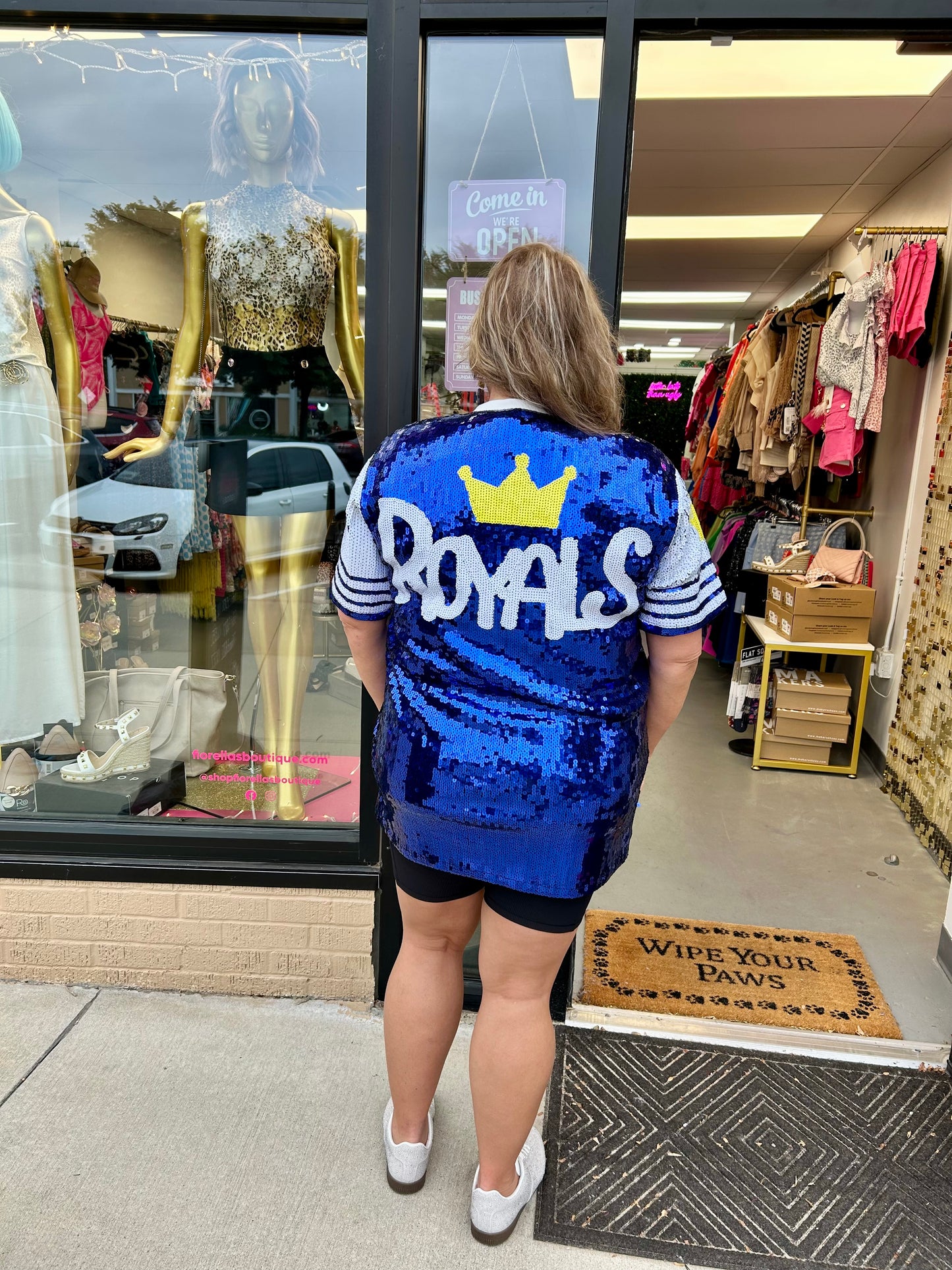 MLB KC Sequin Shirt Dress Royal Blue
