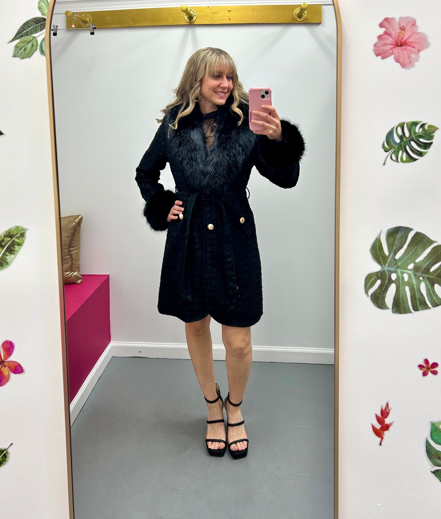 Black Coat Removable Fur Collar