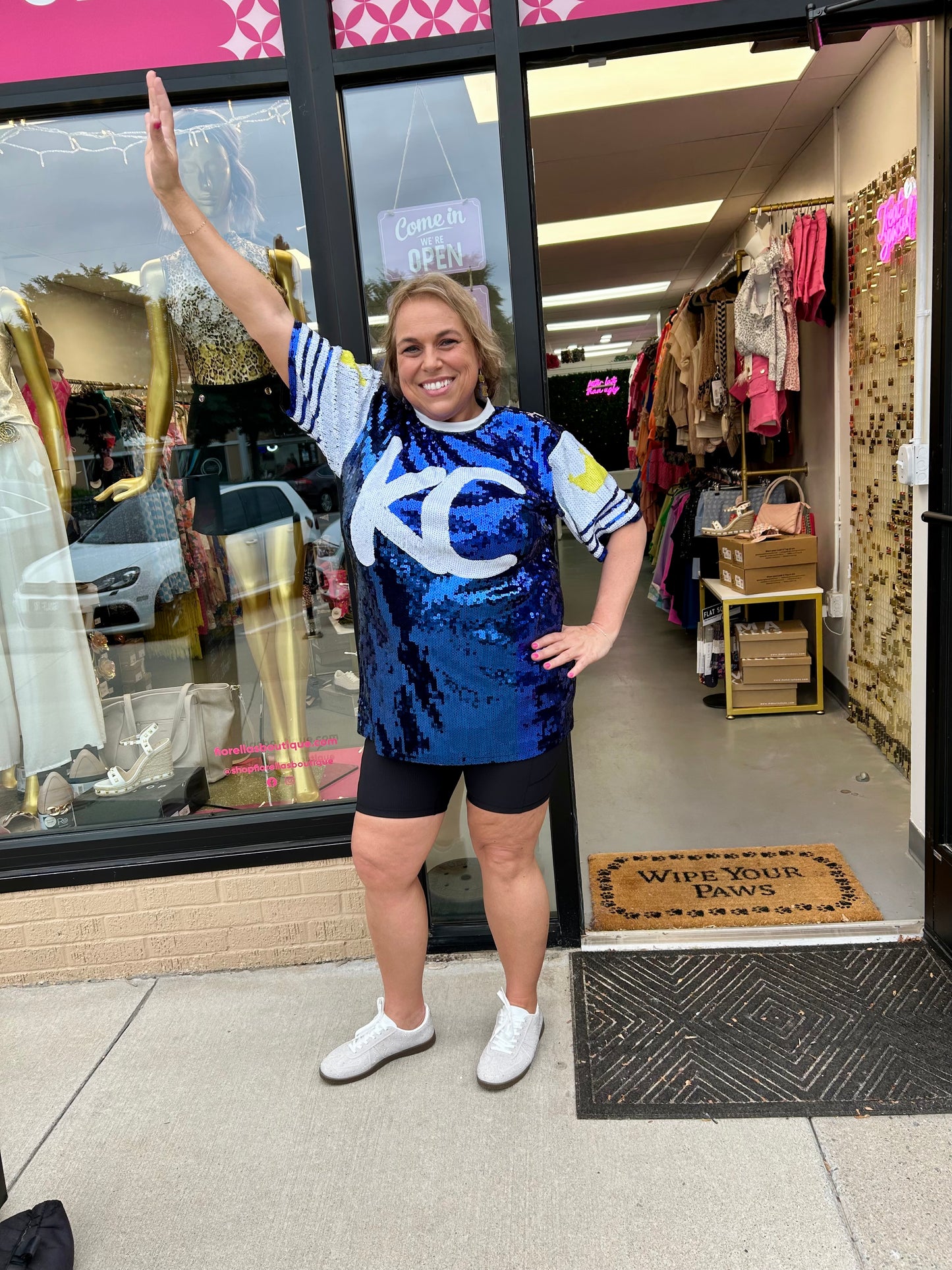 MLB KC Sequin Shirt Dress Royal Blue