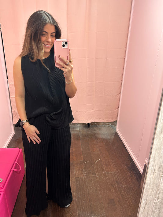 Pleated Pants Black