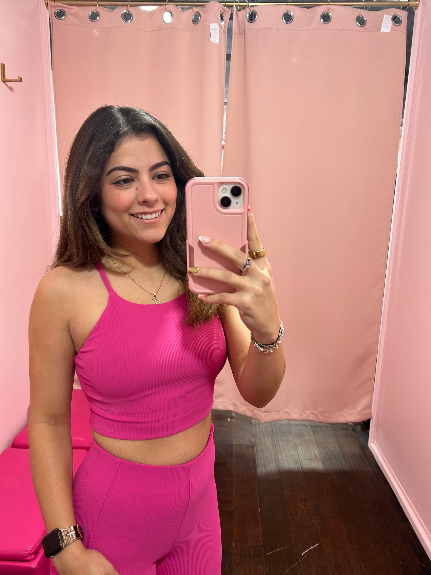 High Neck Sports Bra Pink