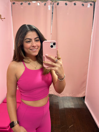 High Neck Sports Bra Pink