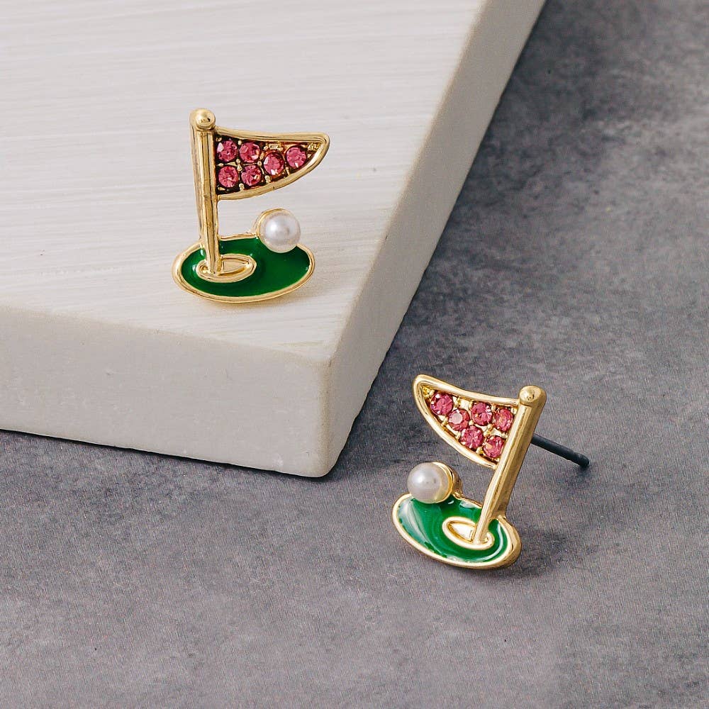 Pave Golf Cup Stud Earrings