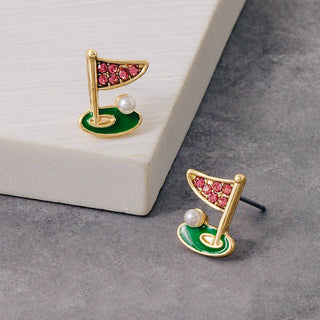 Pave Golf Cup Stud Earrings