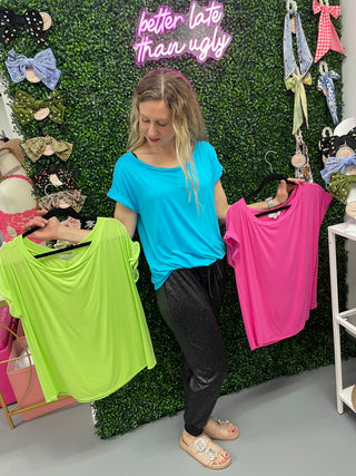 Cuffed SS Tee Aqua