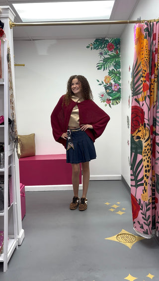 Crossover Knit Cardigan Wine