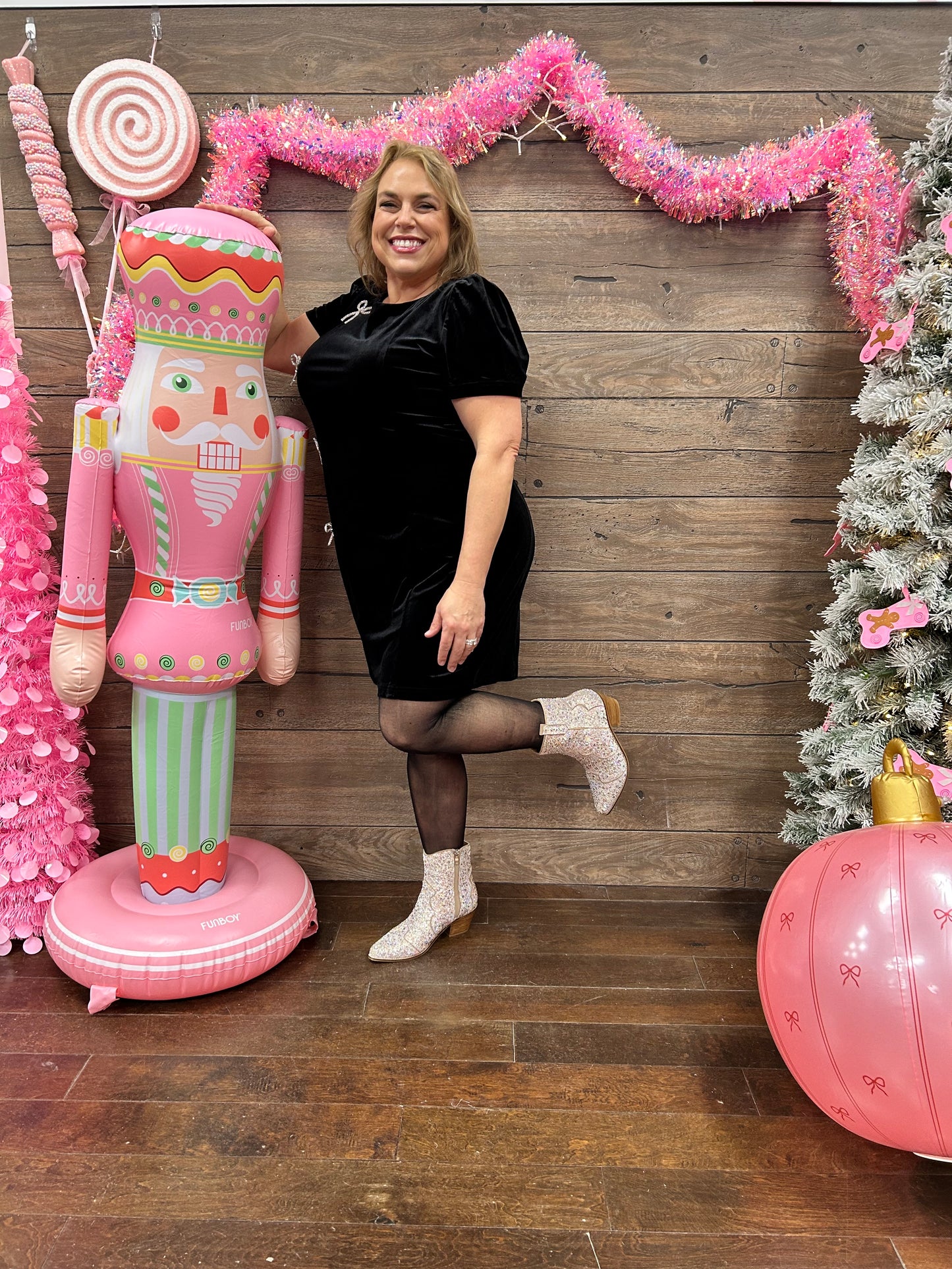 Curvy Velvet Sparkle Bow Dress