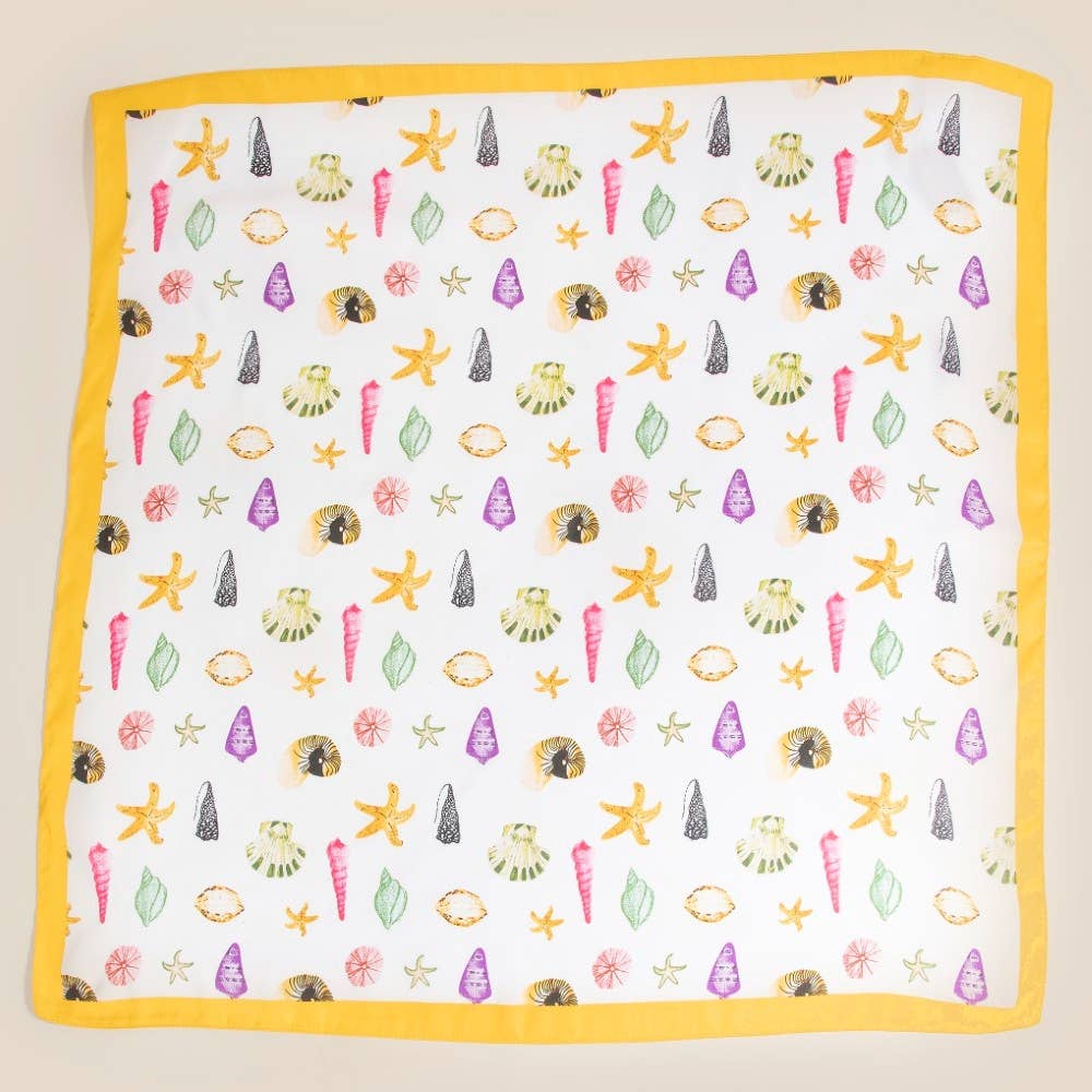 Seashells Bandana Scarf - Yellow