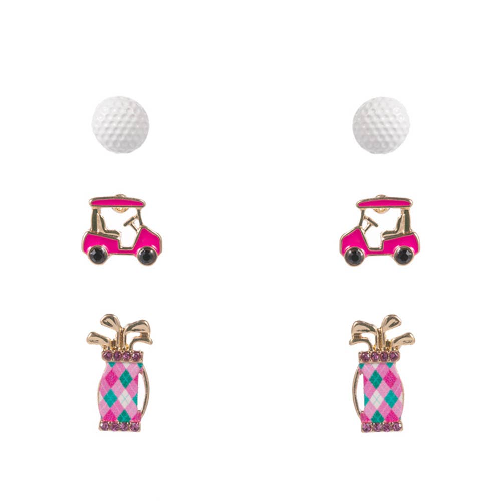 Golf Ball Cart Bag Earring Set