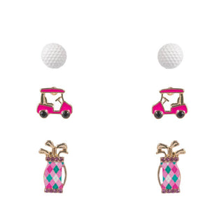 Golf Ball Cart Bag Earring Set