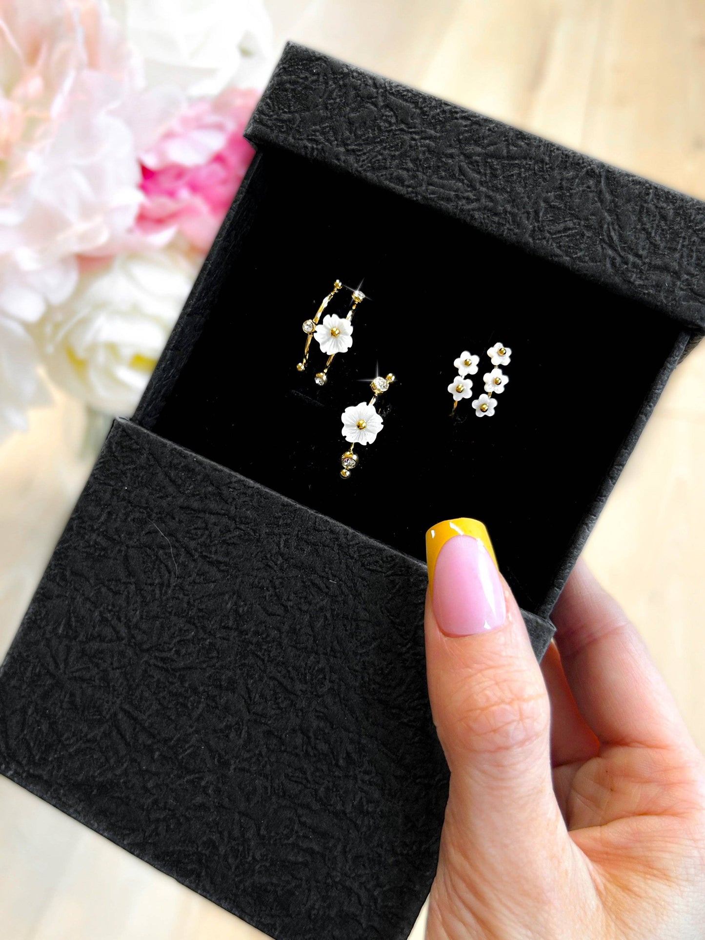Daisy & Diamond 3 Piece Ring Set