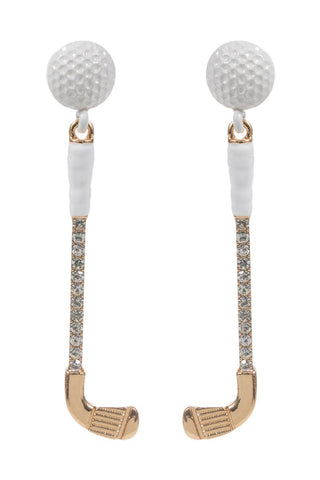 Golf Club Earrings White