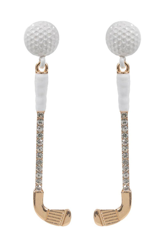 Golf Club Earrings White