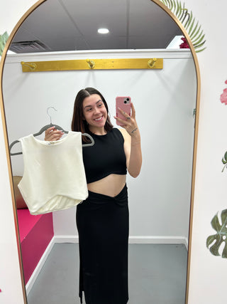 Crop Top Double Lined Black
