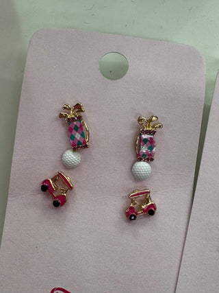 Golf Ball Cart Bag Earring Set
