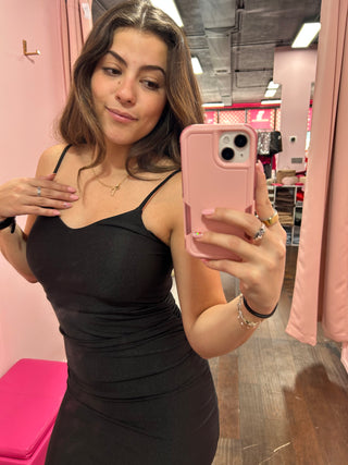 Side Slit Midi Dress Black