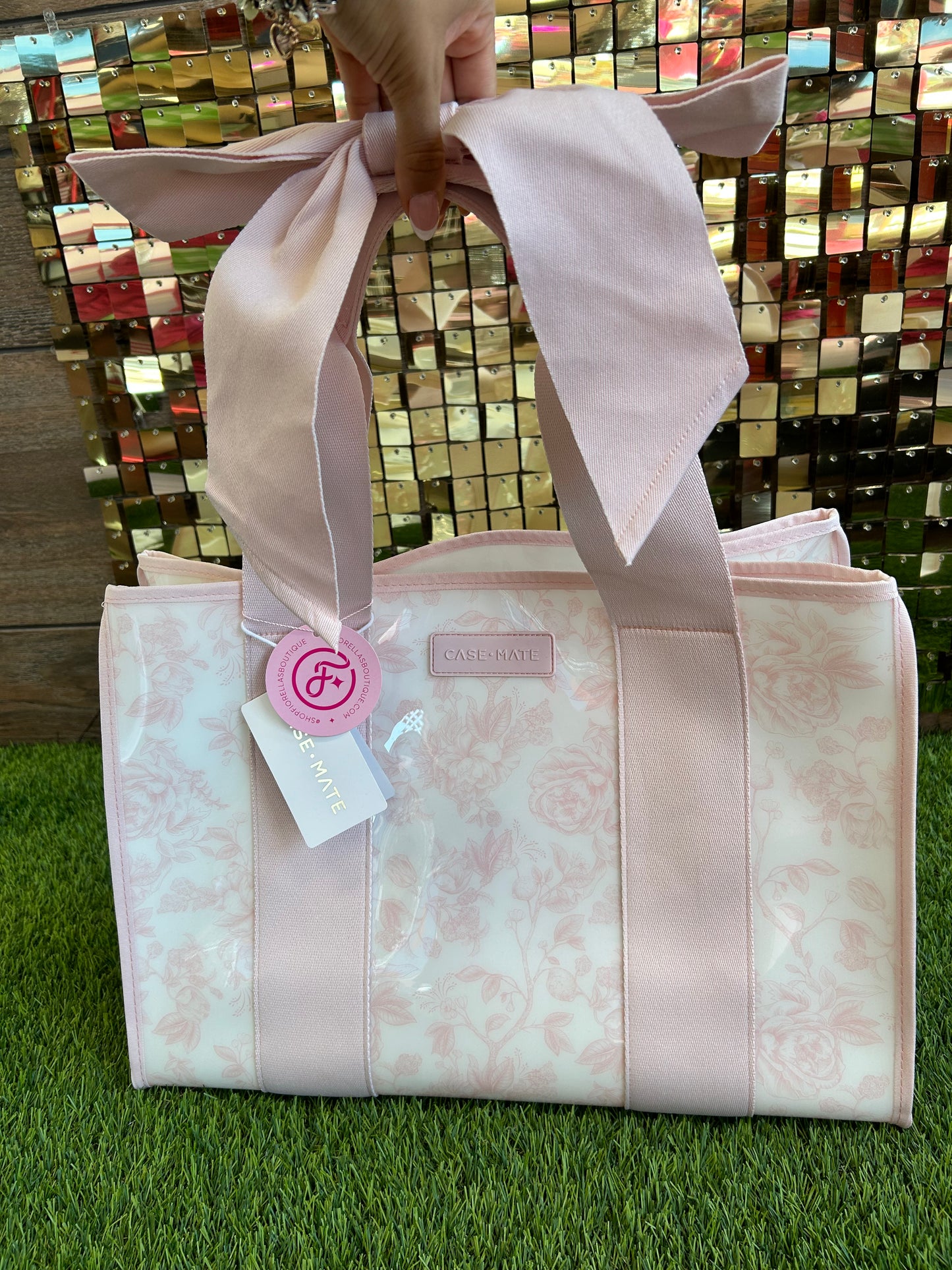 Afternoon Rosé Bow Jelly Tote Bag