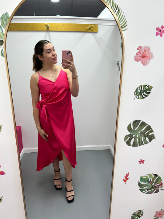 Wrap Midi Dress Pink