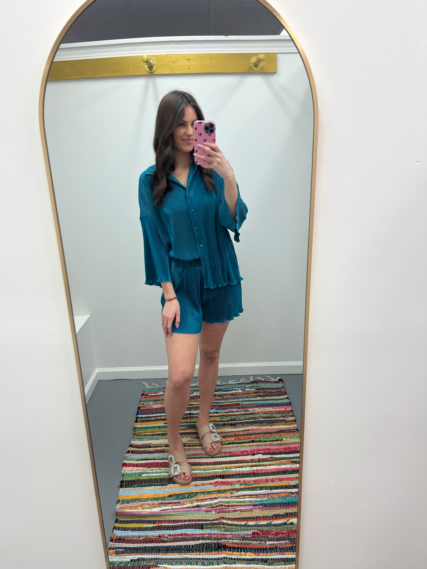 Pleated Lounge Set Teal