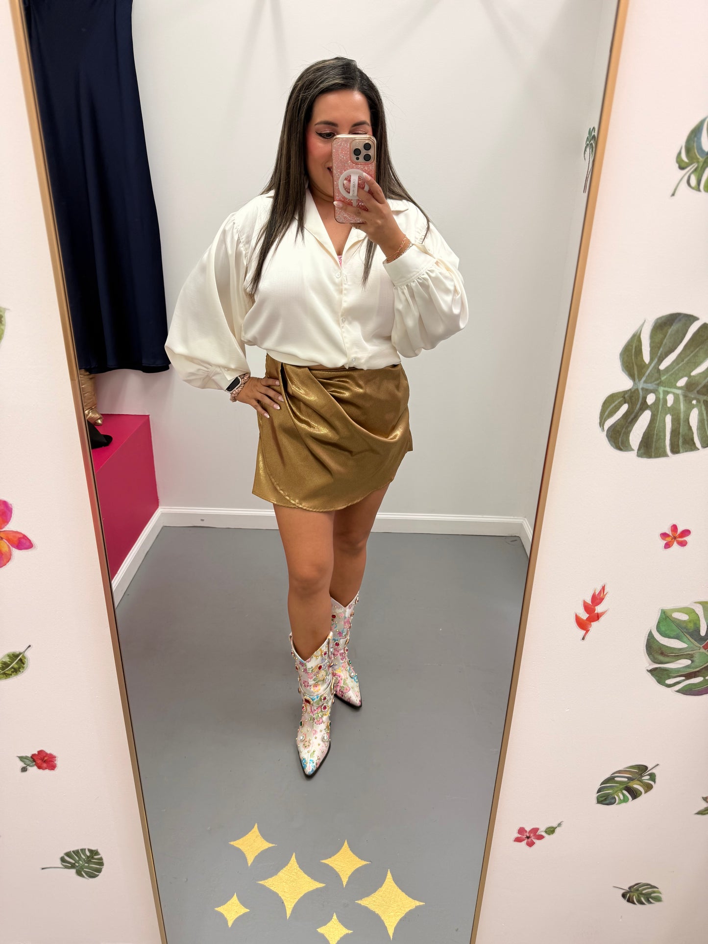 Mini Wrap Skort Gold