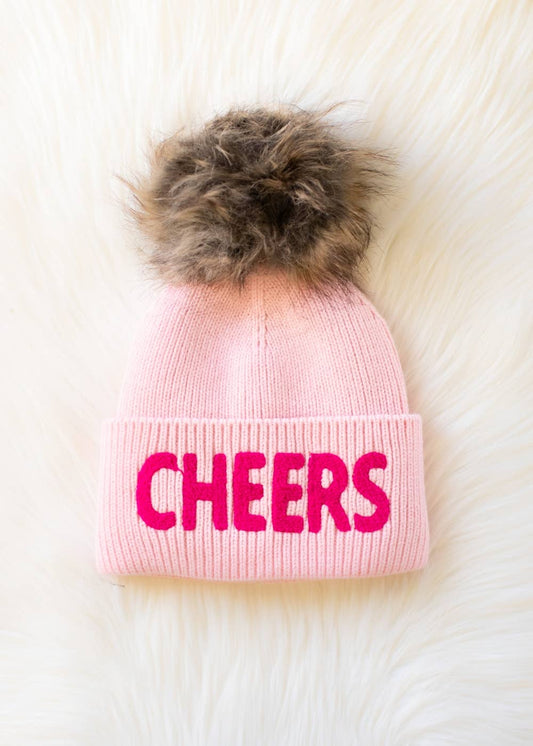 Pink Cheers Knit Pom Hat