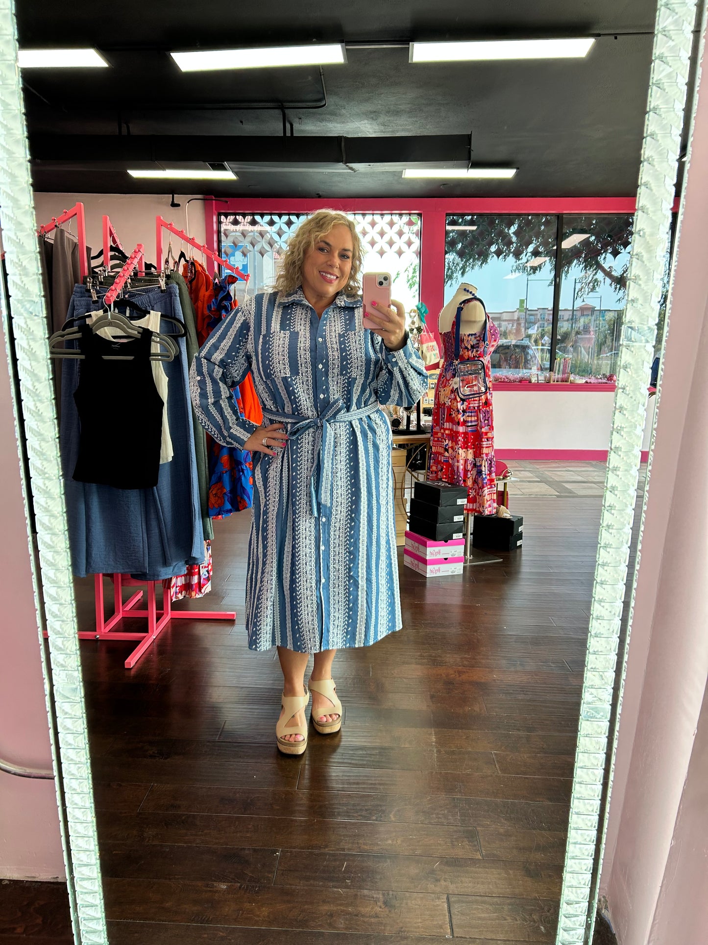 Curvy Embroidered Shirt Dress