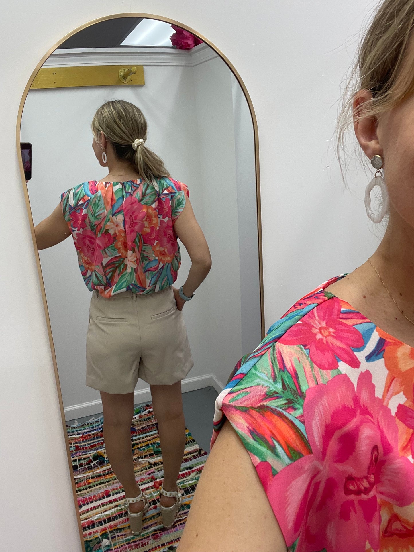 Cap Sleeve Tropical Blouse