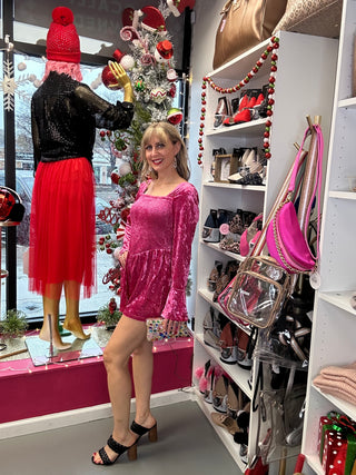 Velvet Romper Fuchsia