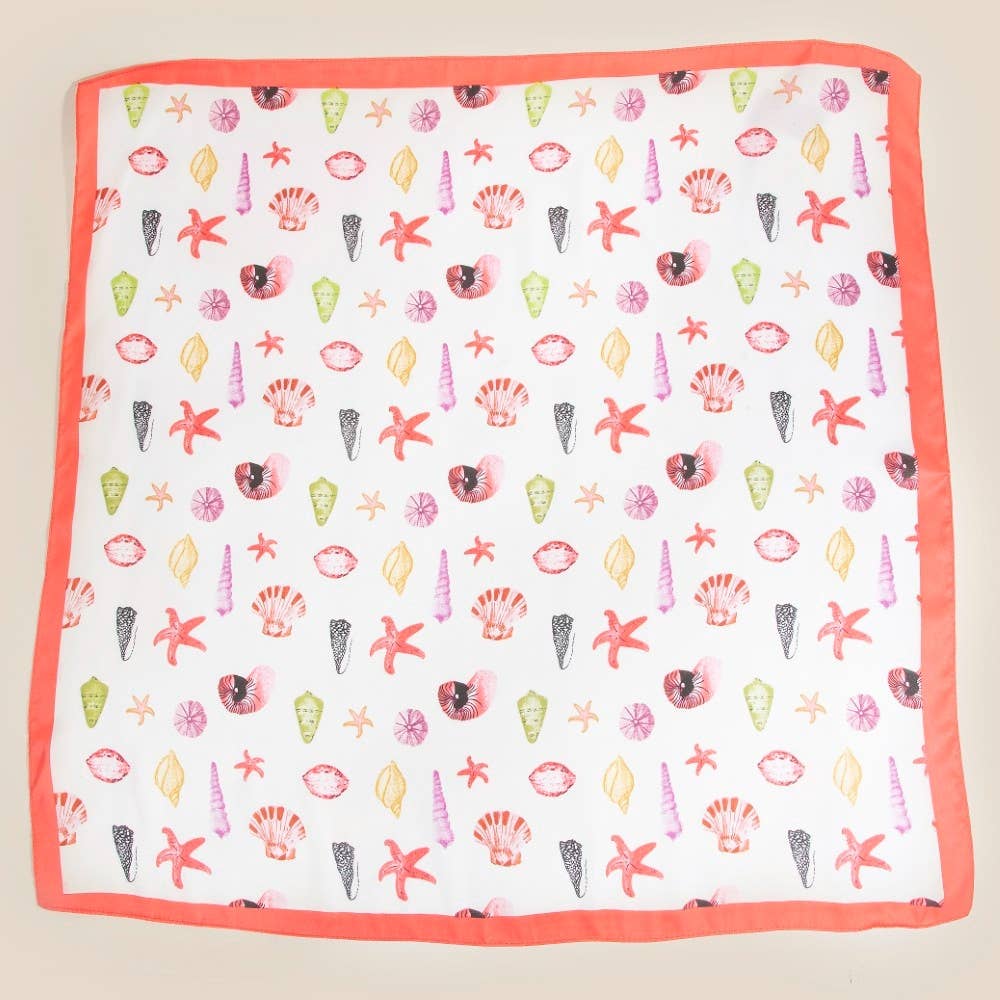 Seashells Bandana Scarf - Red