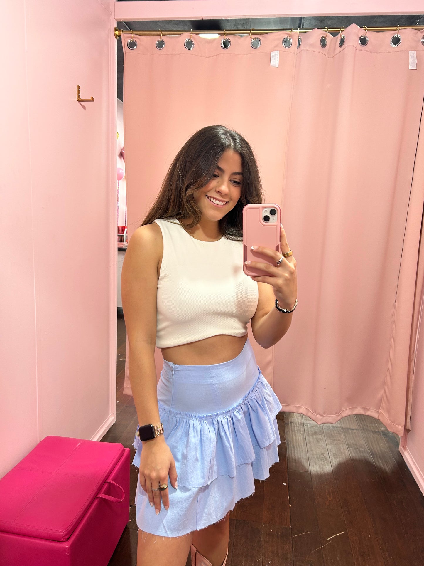 Sweet Ruffle Mini Skirt Sky