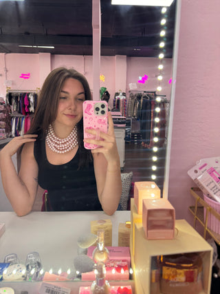 Pearls Statement Necklace Lt Pink