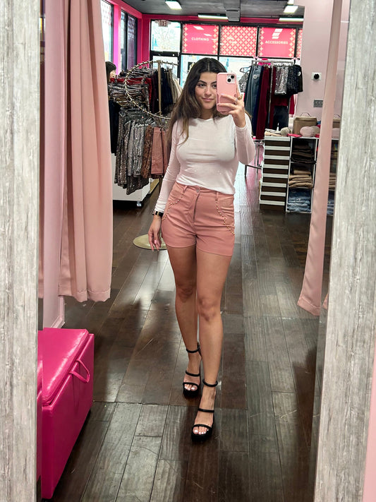 Vegan Leather Suede Short Blush