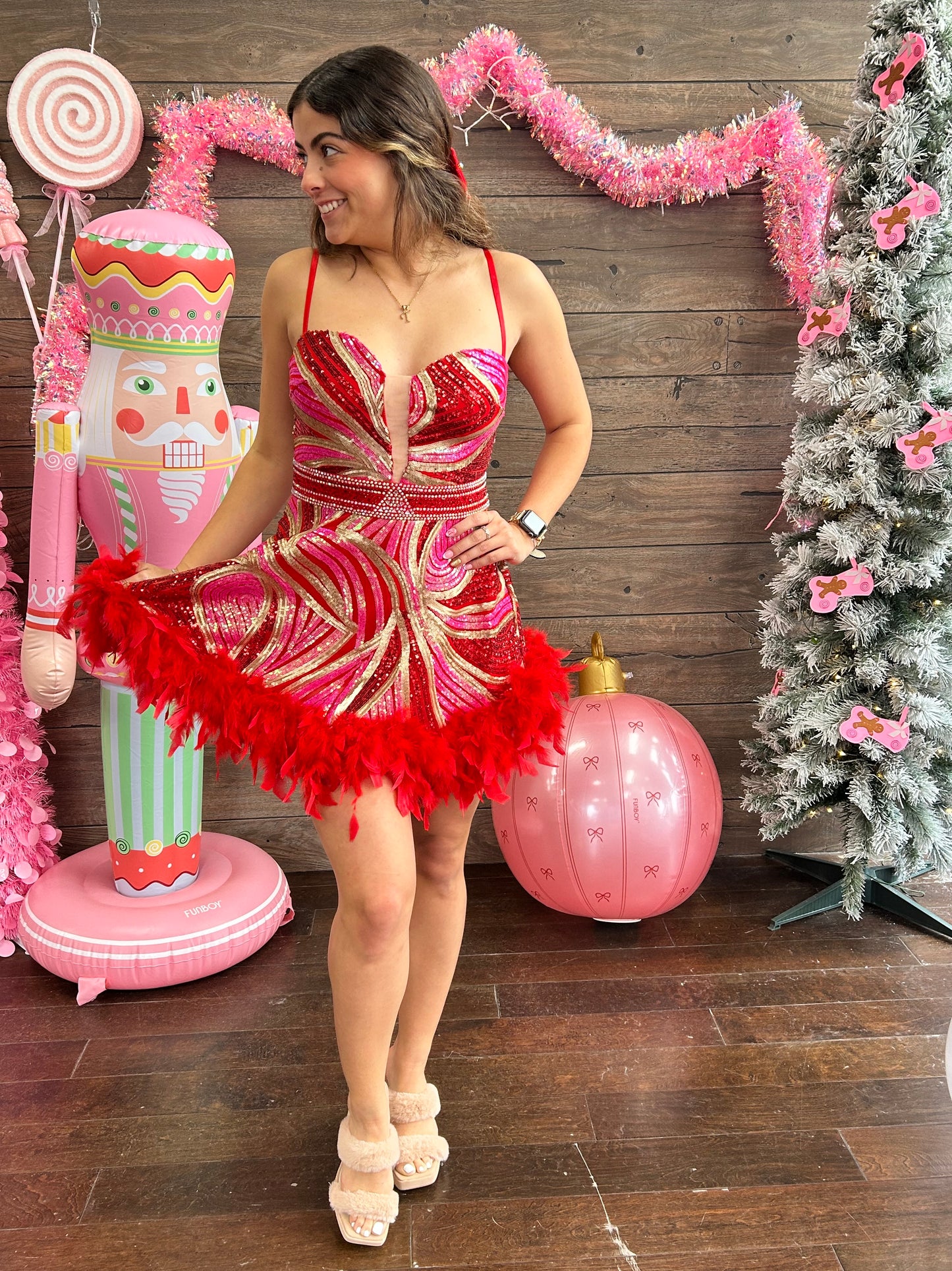 Sparkle Feather Dress Skort