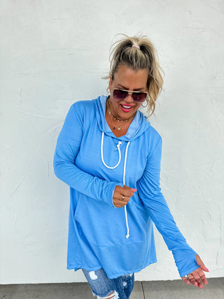 Hoodie Comfy Tunic Blue