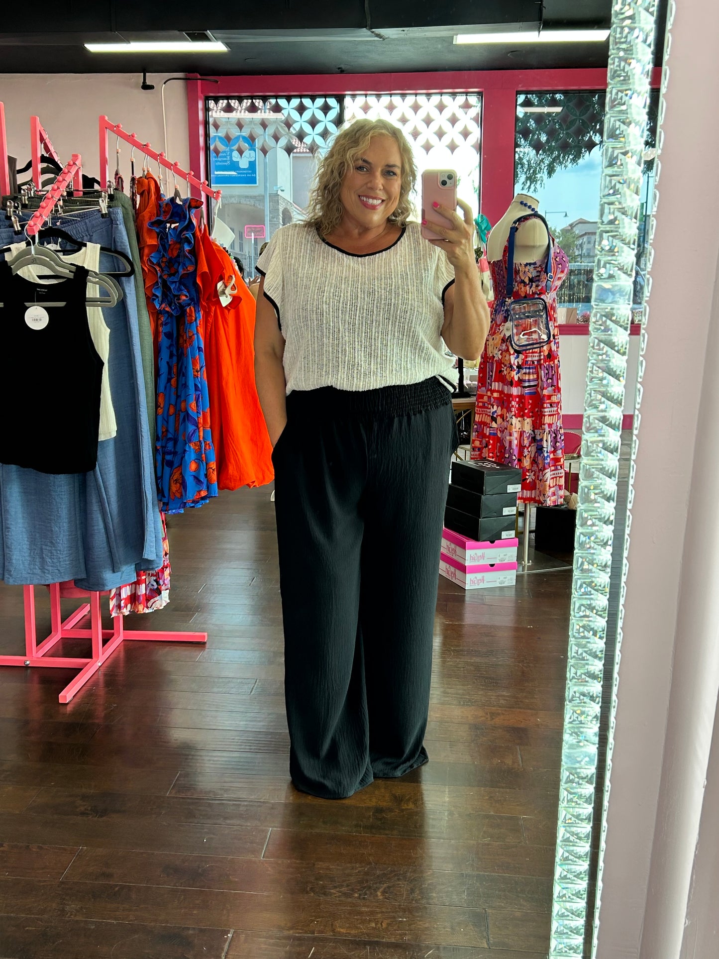 Curvy Smocked Wide Leg Pants