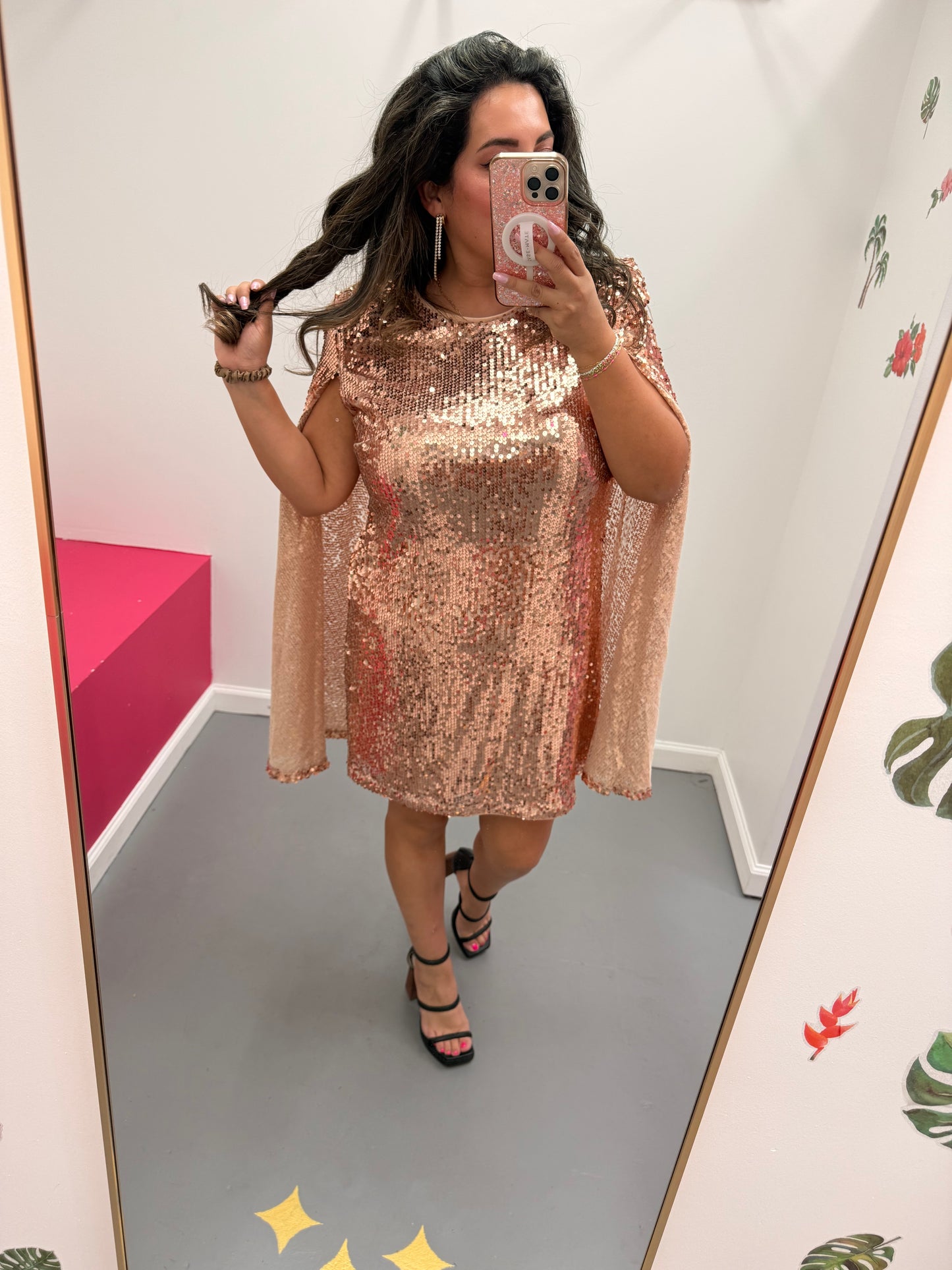 Sequin Cape Mini Dress