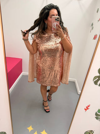 Sequin Cape Mini Dress