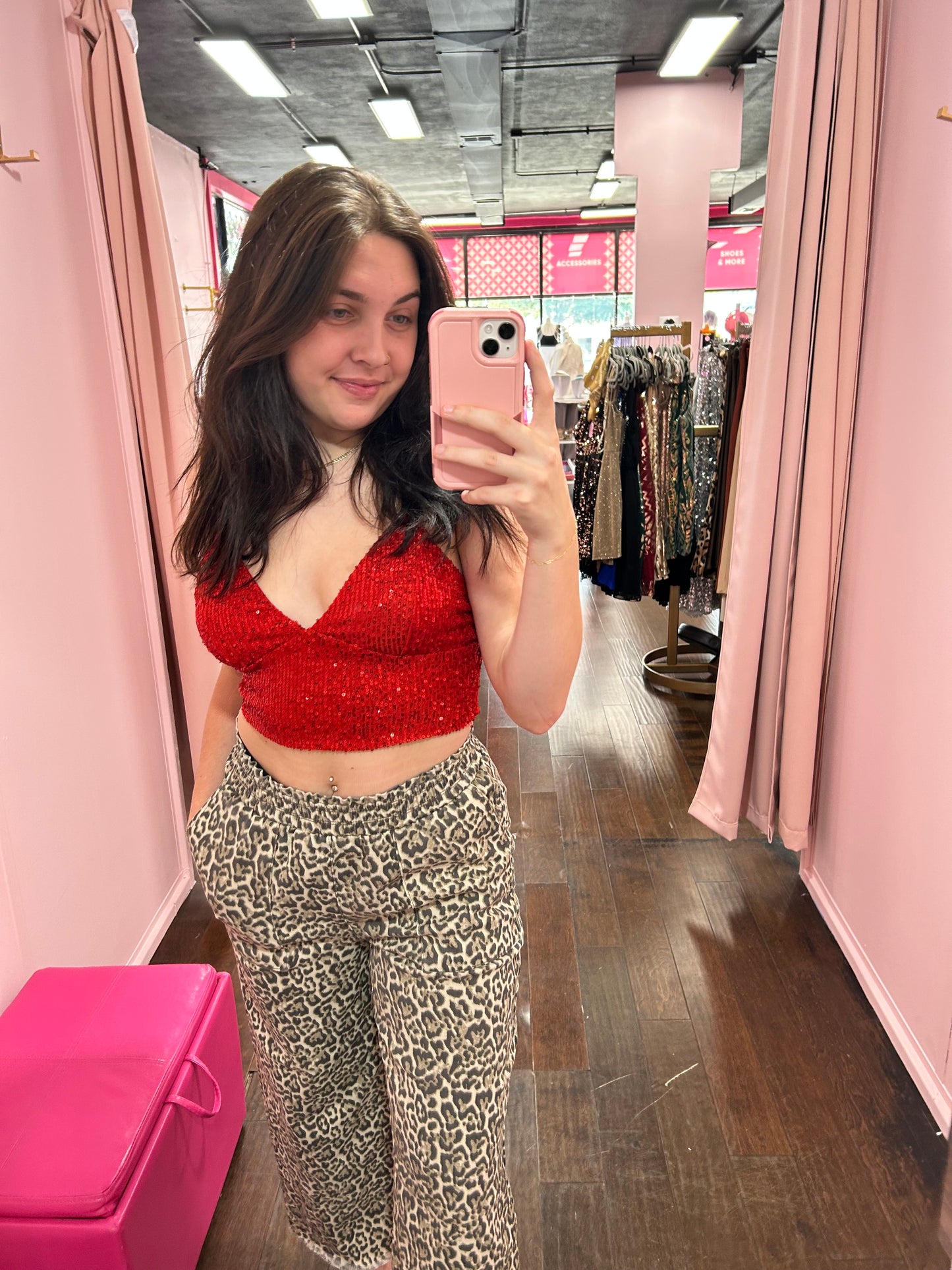Sequin Top Cherry Pop