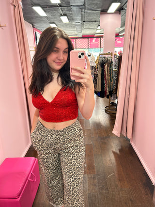Sequin Top Cherry Pop