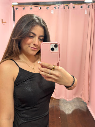 Glitter Asymmetric Dress Black