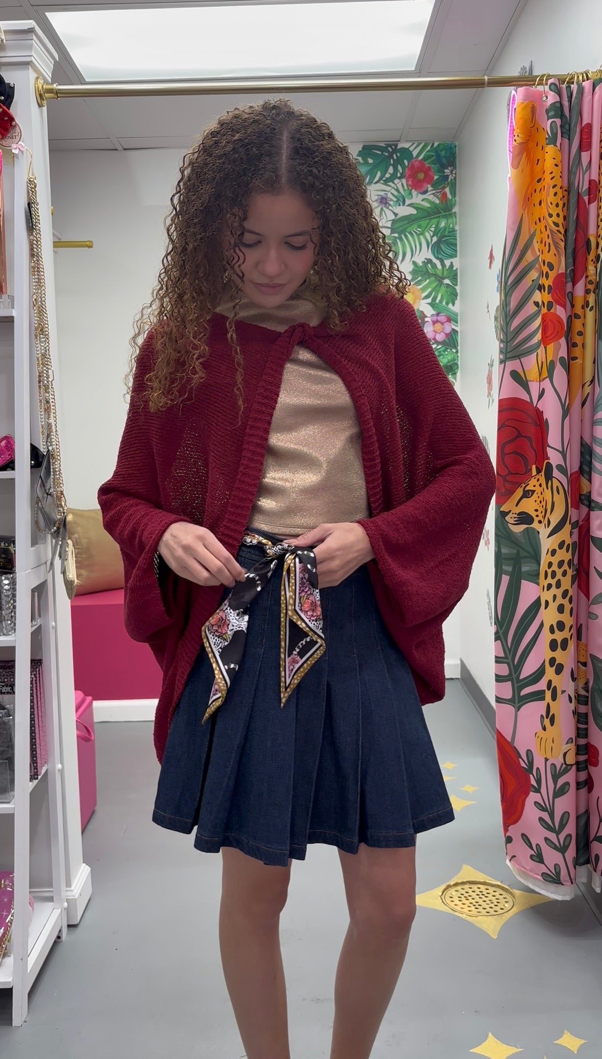 Crossover Knit Cardigan Wine