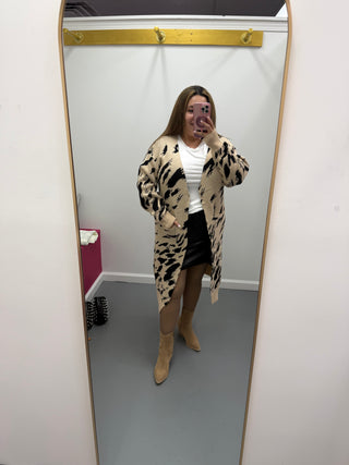 Abstract Animal Print Cardigan