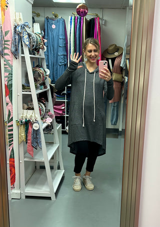 Hoodie Comfy Tunic Charcoal